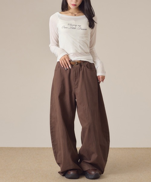 apres jour mignon(アプレジュールミニョン)の「ラグランシアートップス(Tシャツ/カットソー・レディース・オフホワイト/ピンク・LARGE/フリー)」の4枚目の写真