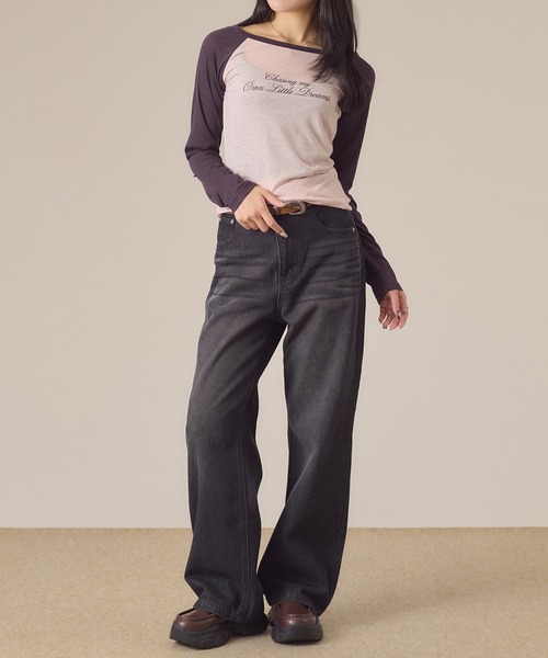 apres jour mignon(アプレジュールミニョン)の「ラグランシアートップス(Tシャツ/カットソー・レディース・オフホワイト/ピンク・LARGE/フリー)」の6枚目の写真