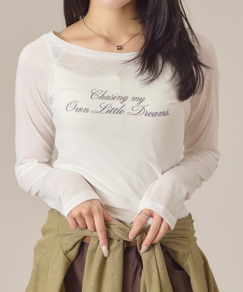 apres jour mignon(アプレジュールミニョン)の「ラグランシアートップス(Tシャツ/カットソー・レディース・オフホワイト/ピンク・LARGE/フリー)」の7枚目の写真