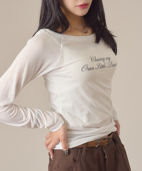 apres jour mignon(アプレジュールミニョン)の「ラグランシアートップス(Tシャツ/カットソー・レディース・オフホワイト/ピンク・LARGE/フリー)」の18枚目の写真