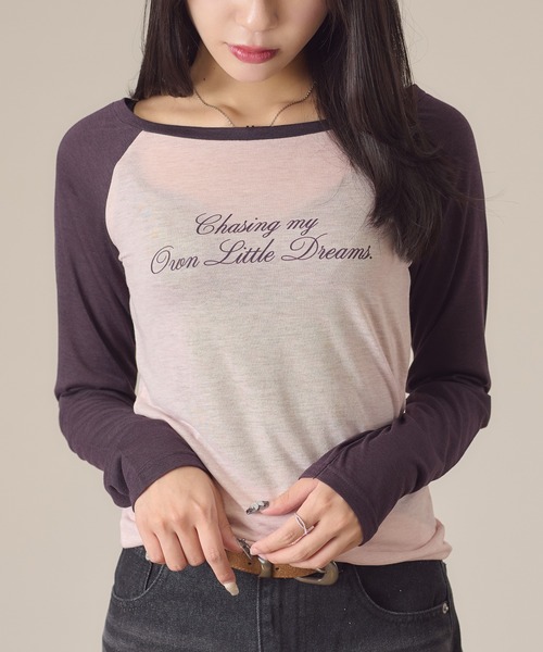 apres jour mignon(アプレジュールミニョン)の「ラグランシアートップス(Tシャツ/カットソー・レディース・オフホワイト/ピンク・LARGE/フリー)」の12枚目の写真