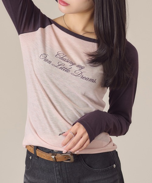 apres jour mignon(アプレジュールミニョン)の「ラグランシアートップス(Tシャツ/カットソー・レディース・オフホワイト/ピンク・LARGE/フリー)」の13枚目の写真