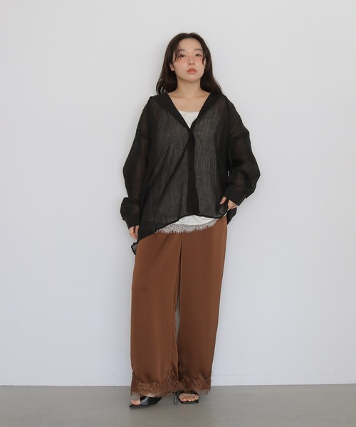 cheriella(シェリエラ)の「【cheriella】シアーフードオーバーシャツ SHEER HOODED OVERSHIRT(シャツ/ブラウス・レディース・ブラック/オフホワイト/イエロー・FREE)」の19枚目の写真