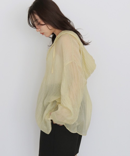 cheriella(シェリエラ)の「【cheriella】シアーフードオーバーシャツ SHEER HOODED OVERSHIRT(シャツ/ブラウス・レディース・ブラック/オフホワイト/イエロー・FREE)」の9枚目の写真