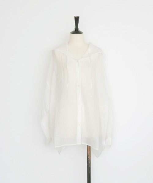 cheriella(シェリエラ)の「【cheriella】シアーフードオーバーシャツ SHEER HOODED OVERSHIRT(シャツ/ブラウス・レディース・ブラック/オフホワイト/イエロー・FREE)」の12枚目の写真