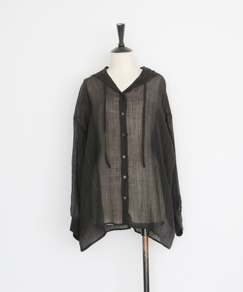 cheriella(シェリエラ)の「【cheriella】シアーフードオーバーシャツ SHEER HOODED OVERSHIRT(シャツ/ブラウス・レディース・ブラック/オフホワイト/イエロー・FREE)」の14枚目の写真