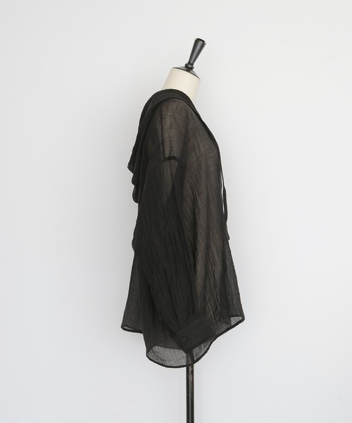 cheriella(シェリエラ)の「【cheriella】シアーフードオーバーシャツ SHEER HOODED OVERSHIRT(シャツ/ブラウス・レディース・ブラック/オフホワイト/イエロー・FREE)」の15枚目の写真