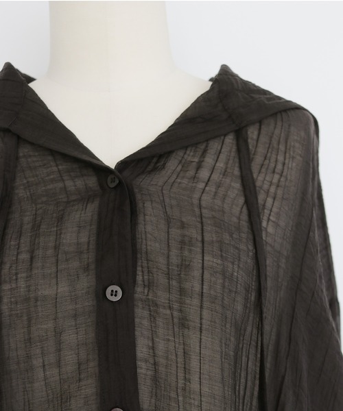 cheriella(シェリエラ)の「【cheriella】シアーフードオーバーシャツ SHEER HOODED OVERSHIRT(シャツ/ブラウス・レディース・ブラック/オフホワイト/イエロー・FREE)」の17枚目の写真