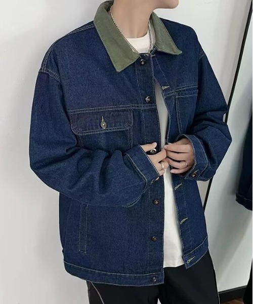 DOUBLE STEAL（ダブルスティール）の「DS配色カラーデニムジャケット（デニムジャケット・メンズ・ネイビー・X-LARGE/LARGE/MEDIUM）」の5枚目の写真