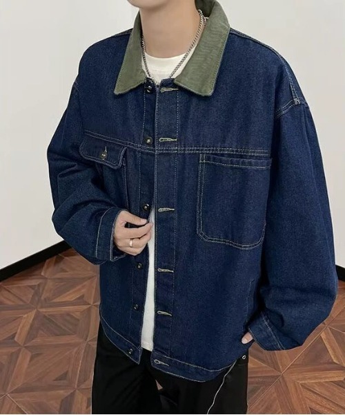 DOUBLE STEAL（ダブルスティール）の「DS配色カラーデニムジャケット（デニムジャケット・メンズ・ネイビー・X-LARGE/LARGE/MEDIUM）」の3枚目の写真