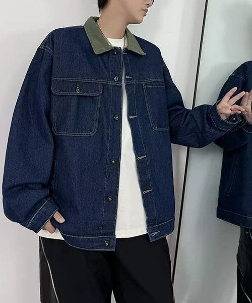 DOUBLE STEAL（ダブルスティール）の「DS配色カラーデニムジャケット（デニムジャケット・メンズ・ネイビー・X-LARGE/LARGE/MEDIUM）」の4枚目の写真