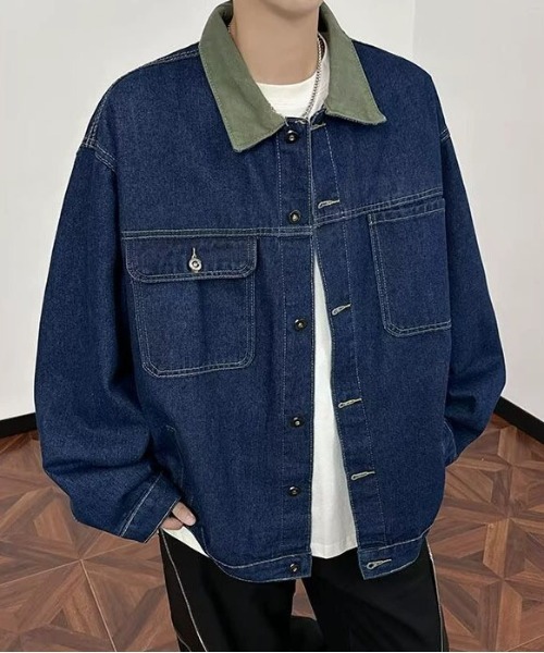 DOUBLE STEAL（ダブルスティール）の「DS配色カラーデニムジャケット（デニムジャケット・メンズ・ネイビー・X-LARGE/LARGE/MEDIUM）」の2枚目の写真