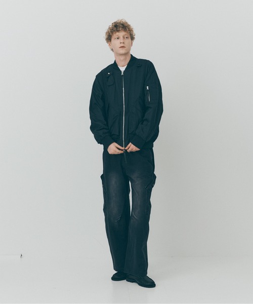 MAISON CLUB(メゾンクラブ)の「【MAISON CLUB】Aged Wide Curve Cargo Pants / エイジングワイドカーブカーゴパンツ SNF(カーゴパンツ・メンズ・ブラック/グレー・M/L)」の5枚目の写真