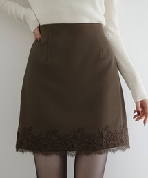 junoah（ジュノア）の「レースレイヤードタイトミニスカート(インパン付き)(通年生地)（スカート）」