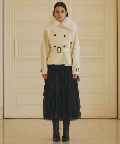 EIMY ISTOIRE(エイミーイストワール)の「TULLE LONG SKIRT(スカート・レディース・ホワイト/ブラック・38/36)」の3枚目の写真