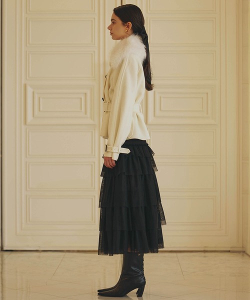 EIMY ISTOIRE(エイミーイストワール)の「TULLE LONG SKIRT(スカート・レディース・ホワイト/ブラック・38/36)」の4枚目の写真