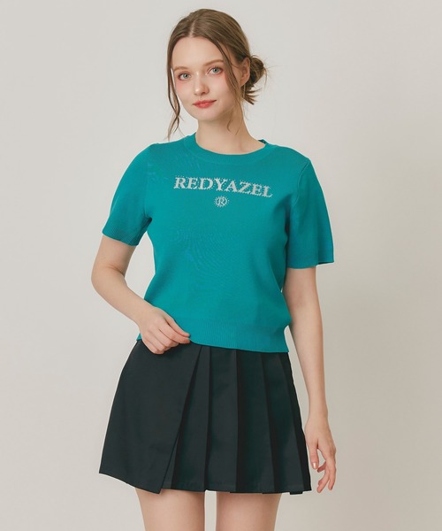 REDYAZEL(レディアゼル)の「ホットフィットロゴニットトップス(ニット/セーター・レディース・ブルー系その他/ホワイト/ホワイト系その他/グリーン・FREE)」の1枚目の写真