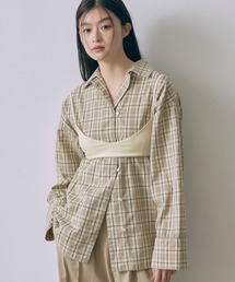 Satin Piping Checked Pajama Shirt