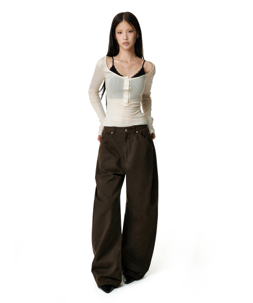 DECET WOMEN(デケット ウーマン)の「Cinchback バレル ワイドレッグパンツ DCWPT022BROWN(その他パンツ・レディース・その他・X-SMALL/LARGE/MEDIUM/SMALL)」の6枚目の写真