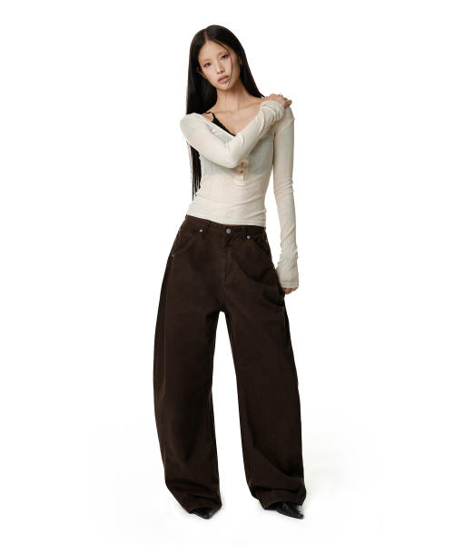 DECET WOMEN(デケット ウーマン)の「Cinchback バレル ワイドレッグパンツ DCWPT022BROWN(その他パンツ・レディース・その他・X-SMALL/LARGE/MEDIUM/SMALL)」の7枚目の写真