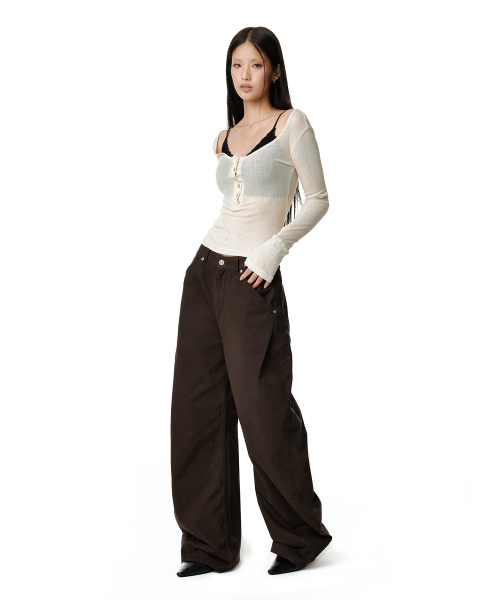 DECET WOMEN(デケット ウーマン)の「Cinchback バレル ワイドレッグパンツ DCWPT022BROWN(その他パンツ・レディース・その他・X-SMALL/LARGE/MEDIUM/SMALL)」の8枚目の写真