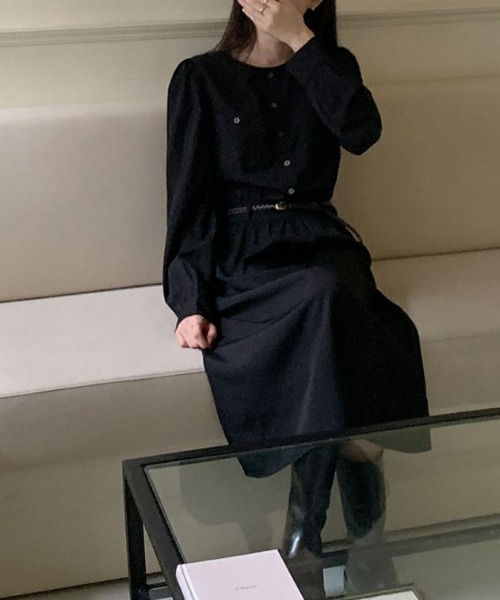 FAVORITO(ファヴォリート)の「クルーネックワンピース(ワンピース・レディース・ベージュ/ブラック・F)」の5枚目の写真