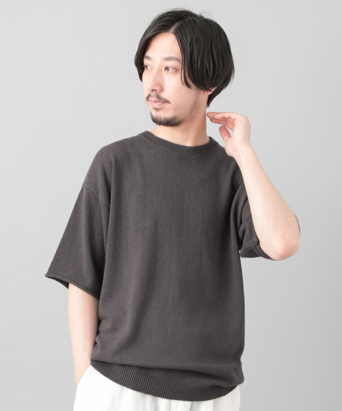 URBAN RESEARCH（アーバンリサーチ）の「UR ローシルクS/Sルーズニット（ニット/セーター・メンズ・チャコールグレー/オフホワイト/ネイビー/ブルー系その他・MEDIUM/LARGE）」の3枚目の写真