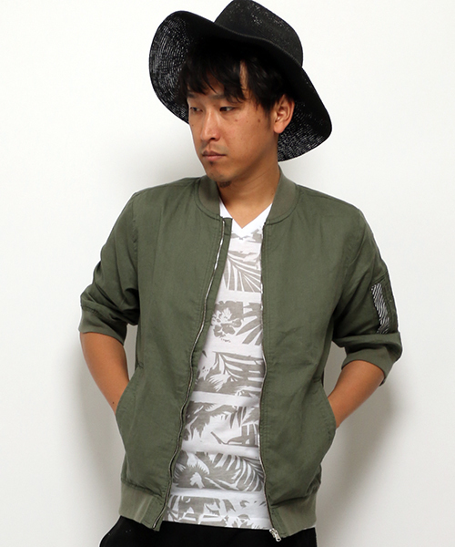 VENCEEXCHANGE（ヴァンスエクスチェンジ）の「コットンリネン MA-1          （MA-1・メンズ・オフホワイト/ブラック/ダークグリーン・LARGE/MEDIUM）」の3枚目の写真