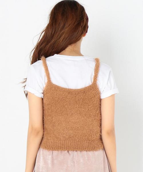 Another Edition（アナザーエディション）の「フェザーヤーンキャミソール/EMFC ﾌｪｻﾞｰ ﾔｰﾝV/N NSL PO◆（キャミソール・レディース・ブラック/ベージュ/ライトピンク/ターコイズブルー・FREE）」の5枚目の写真