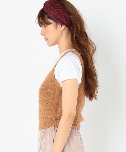 Another Edition（アナザーエディション）の「フェザーヤーンキャミソール/EMFC ﾌｪｻﾞｰ ﾔｰﾝV/N NSL PO◆（キャミソール・レディース・ブラック/ベージュ/ライトピンク/ターコイズブルー・FREE）」の7枚目の写真