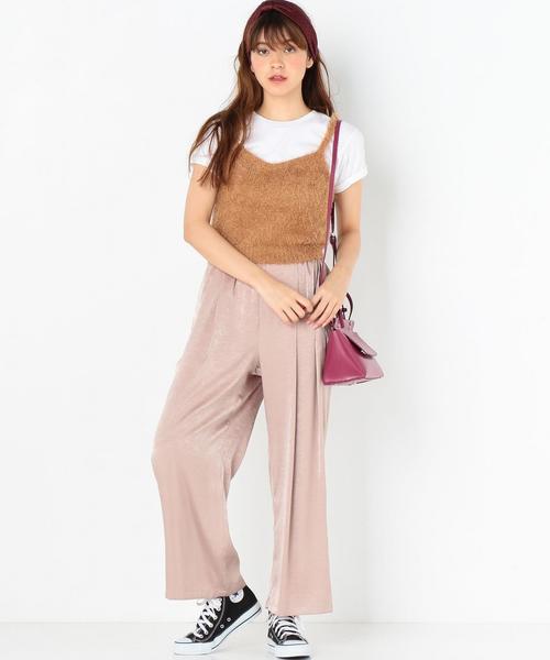 Another Edition（アナザーエディション）の「フェザーヤーンキャミソール/EMFC ﾌｪｻﾞｰ ﾔｰﾝV/N NSL PO◆（キャミソール・レディース・ブラック/ベージュ/ライトピンク/ターコイズブルー・FREE）」の8枚目の写真