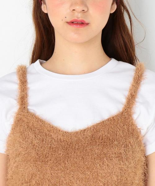 Another Edition（アナザーエディション）の「フェザーヤーンキャミソール/EMFC ﾌｪｻﾞｰ ﾔｰﾝV/N NSL PO◆（キャミソール・レディース・ブラック/ベージュ/ライトピンク/ターコイズブルー・FREE）」の9枚目の写真