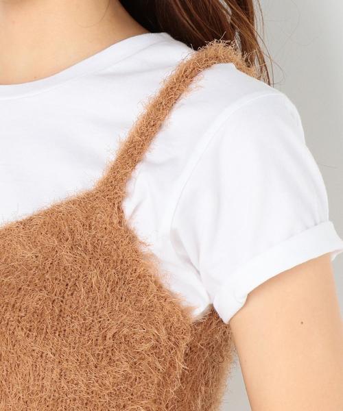 Another Edition（アナザーエディション）の「フェザーヤーンキャミソール/EMFC ﾌｪｻﾞｰ ﾔｰﾝV/N NSL PO◆（キャミソール・レディース・ブラック/ベージュ/ライトピンク/ターコイズブルー・FREE）」の10枚目の写真