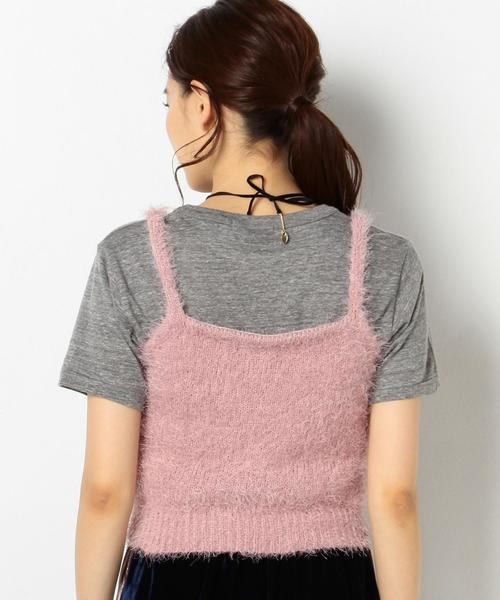 Another Edition（アナザーエディション）の「フェザーヤーンキャミソール/EMFC ﾌｪｻﾞｰ ﾔｰﾝV/N NSL PO◆（キャミソール・レディース・ブラック/ベージュ/ライトピンク/ターコイズブルー・FREE）」の16枚目の写真