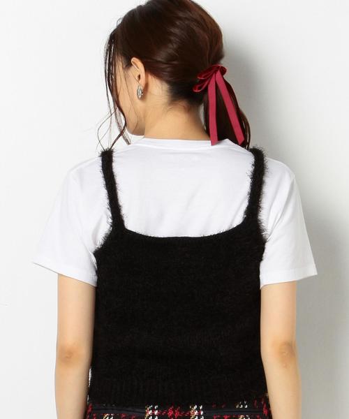 Another Edition（アナザーエディション）の「フェザーヤーンキャミソール/EMFC ﾌｪｻﾞｰ ﾔｰﾝV/N NSL PO◆（キャミソール・レディース・ブラック/ベージュ/ライトピンク/ターコイズブルー・FREE）」の11枚目の写真