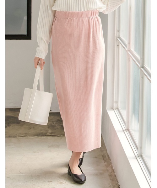 Re:EDIT（リエディ）の「[リエディ]細プリーツロングタイトスカートボトムス/スカート/プリーツスカート/ロング丈/ウエストゴム/春カラー（スカート・レディース・ピンク/ブラック×ホワイト/ブラック/マルチ/ラベンダー/グレー/モカ・LARGE/MEDIUM）」の6枚目の写真