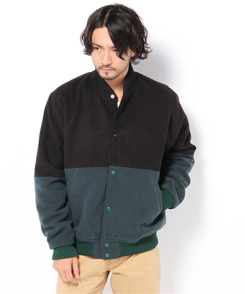 WHO'S WHO gallery（フーズフーギャラリー）の「パネルスタジアムジャケット（スタジャン・メンズ・ブラック/ネイビー・MEDIUM/LARGE）」の2枚目の写真