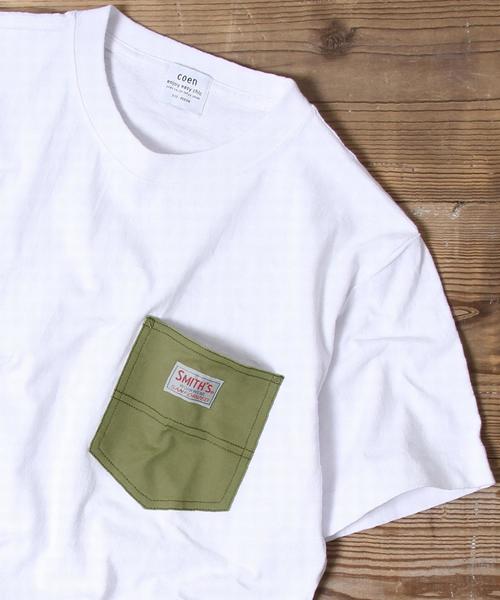 coen（コーエン）の「【女性にも人気】SMITH別注ポケットTシャツ(一部WEB限定カラー)（Tシャツ/カットソー・メンズ・ホワイト/ホワイト系その他/ホワイト系その他2/ブラウン/ケリー/ネイビー/ブルー系その他3/ブルー系その他4/ダークグリーン/ブルー系その他5/イエロー・SMALL/MEDIUM/X-LARGE/LARGE）」の6枚目の写真