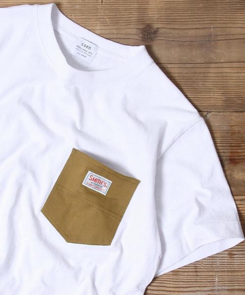 coen（コーエン）の「【女性にも人気】SMITH別注ポケットTシャツ(一部WEB限定カラー)（Tシャツ/カットソー・メンズ・ホワイト/ホワイト系その他/ホワイト系その他2/ブラウン/ケリー/ネイビー/ブルー系その他3/ブルー系その他4/ダークグリーン/ブルー系その他5/イエロー・SMALL/MEDIUM/X-LARGE/LARGE）」の2枚目の写真