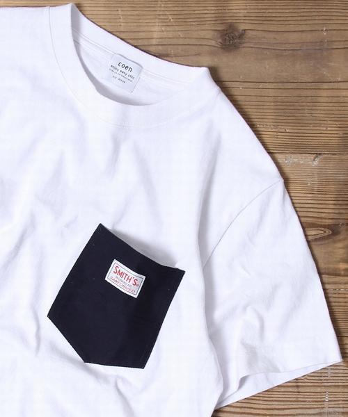 coen（コーエン）の「【女性にも人気】SMITH別注ポケットTシャツ(一部WEB限定カラー)（Tシャツ/カットソー・メンズ・ホワイト/ホワイト系その他/ホワイト系その他2/ブラウン/ケリー/ネイビー/ブルー系その他3/ブルー系その他4/ダークグリーン/ブルー系その他5/イエロー・SMALL/MEDIUM/X-LARGE/LARGE）」の4枚目の写真