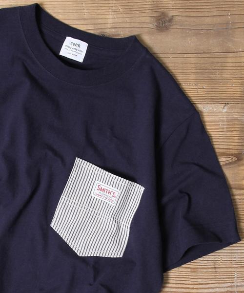 coen（コーエン）の「【女性にも人気】SMITH別注ポケットTシャツ(一部WEB限定カラー)（Tシャツ/カットソー・メンズ・ホワイト/ホワイト系その他/ホワイト系その他2/ブラウン/ケリー/ネイビー/ブルー系その他3/ブルー系その他4/ダークグリーン/ブルー系その他5/イエロー・SMALL/MEDIUM/X-LARGE/LARGE）」の9枚目の写真