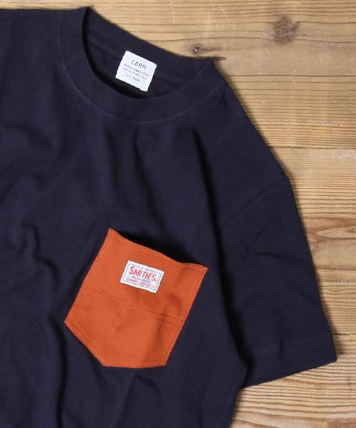 coen（コーエン）の「【女性にも人気】SMITH別注ポケットTシャツ(一部WEB限定カラー)（Tシャツ/カットソー・メンズ・ホワイト/ホワイト系その他/ホワイト系その他2/ブラウン/ケリー/ネイビー/ブルー系その他3/ブルー系その他4/ダークグリーン/ブルー系その他5/イエロー・SMALL/MEDIUM/X-LARGE/LARGE）」の10枚目の写真