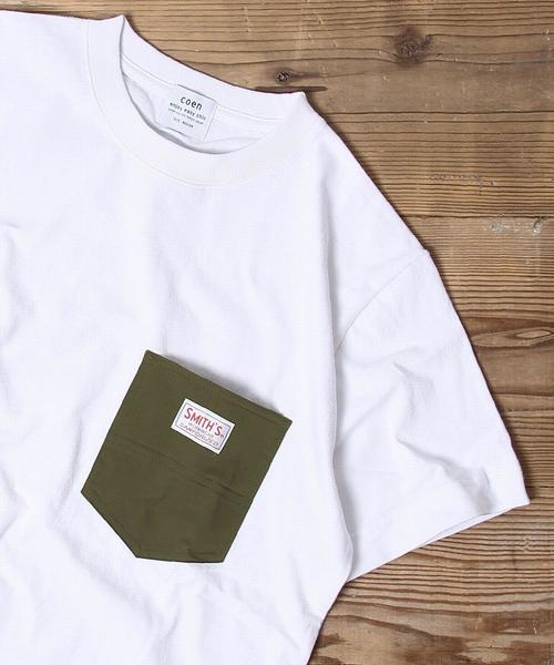 coen（コーエン）の「【女性にも人気】SMITH別注ポケットTシャツ(一部WEB限定カラー)（Tシャツ/カットソー・メンズ・ホワイト/ホワイト系その他/ホワイト系その他2/ブラウン/ケリー/ネイビー/ブルー系その他3/ブルー系その他4/ダークグリーン/ブルー系その他5/イエロー・SMALL/MEDIUM/X-LARGE/LARGE）」の5枚目の写真