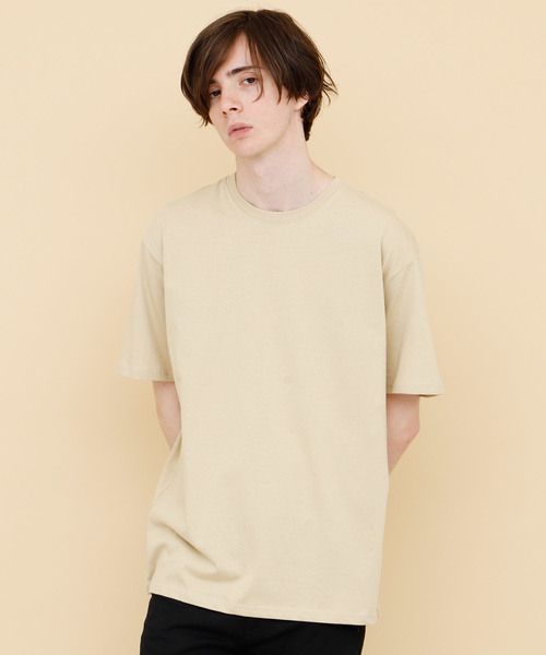 EMMA CLOTHES（エマクローズ）の「COTTON 100% half sleeve cut & sew（Tシャツ/カットソー・メンズ・ブラック/カーキ/チャコールグレー/グリーン/サックスブルー/ブルー/ラベンダー/アクア/ワインレッド/ベージュ/マスタード/アイボリー/チェリーピンク/グレー/ネイビー/ライトピンク/エメラルドブルー/ホワイト/オレンジ/レッド・FREE）」の7枚目の写真