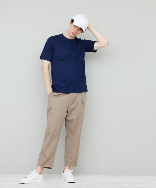 EMMA CLOTHES（エマクローズ）の「COTTON 100% half sleeve cut & sew（Tシャツ/カットソー・メンズ・ブラック/カーキ/チャコールグレー/グリーン/サックスブルー/ブルー/ラベンダー/アクア/ワインレッド/ベージュ/マスタード/アイボリー/チェリーピンク/グレー/ネイビー/ライトピンク/エメラルドブルー/ホワイト/オレンジ/レッド・FREE）」の11枚目の写真