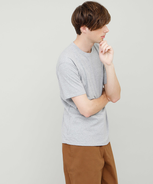EMMA CLOTHES（エマクローズ）の「COTTON 100% half sleeve cut & sew（Tシャツ/カットソー・メンズ・ブラック/カーキ/チャコールグレー/グリーン/サックスブルー/ブルー/ラベンダー/アクア/ワインレッド/ベージュ/マスタード/アイボリー/チェリーピンク/グレー/ネイビー/ライトピンク/エメラルドブルー/ホワイト/オレンジ/レッド・FREE）」の6枚目の写真
