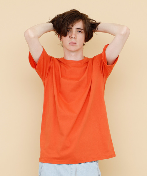 EMMA CLOTHES（エマクローズ）の「COTTON 100% half sleeve cut & sew（Tシャツ/カットソー・メンズ・ブラック/カーキ/チャコールグレー/グリーン/サックスブルー/ブルー/ラベンダー/アクア/ワインレッド/ベージュ/マスタード/アイボリー/チェリーピンク/グレー/ネイビー/ライトピンク/エメラルドブルー/ホワイト/オレンジ/レッド・FREE）」の20枚目の写真