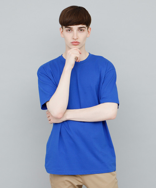 EMMA CLOTHES（エマクローズ）の「COTTON 100% half sleeve cut & sew（Tシャツ/カットソー・メンズ・ブラック/カーキ/チャコールグレー/グリーン/サックスブルー/ブルー/ラベンダー/アクア/ワインレッド/ベージュ/マスタード/アイボリー/チェリーピンク/グレー/ネイビー/ライトピンク/エメラルドブルー/ホワイト/オレンジ/レッド・FREE）」の13枚目の写真