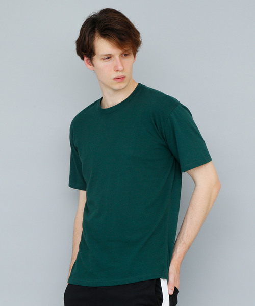 EMMA CLOTHES（エマクローズ）の「COTTON 100% half sleeve cut & sew（Tシャツ/カットソー・メンズ・ブラック/カーキ/チャコールグレー/グリーン/サックスブルー/ブルー/ラベンダー/アクア/ワインレッド/ベージュ/マスタード/アイボリー/チェリーピンク/グレー/ネイビー/ライトピンク/エメラルドブルー/ホワイト/オレンジ/レッド・FREE）」の9枚目の写真