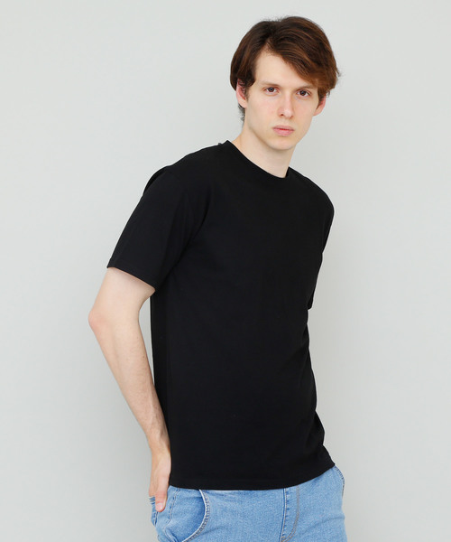 EMMA CLOTHES（エマクローズ）の「COTTON 100% half sleeve cut & sew（Tシャツ/カットソー・メンズ・ブラック/カーキ/チャコールグレー/グリーン/サックスブルー/ブルー/ラベンダー/アクア/ワインレッド/ベージュ/マスタード/アイボリー/チェリーピンク/グレー/ネイビー/ライトピンク/エメラルドブルー/ホワイト/オレンジ/レッド・FREE）」の4枚目の写真